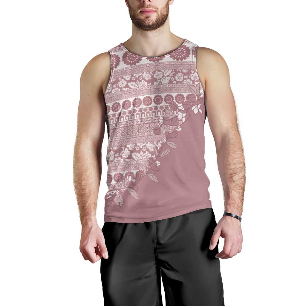 Fiji Marau na Kerisimasi Men Tank Top Dusty Rose Tagimoucia Tapa Masi Tribal LT9 - Polynesian Pride