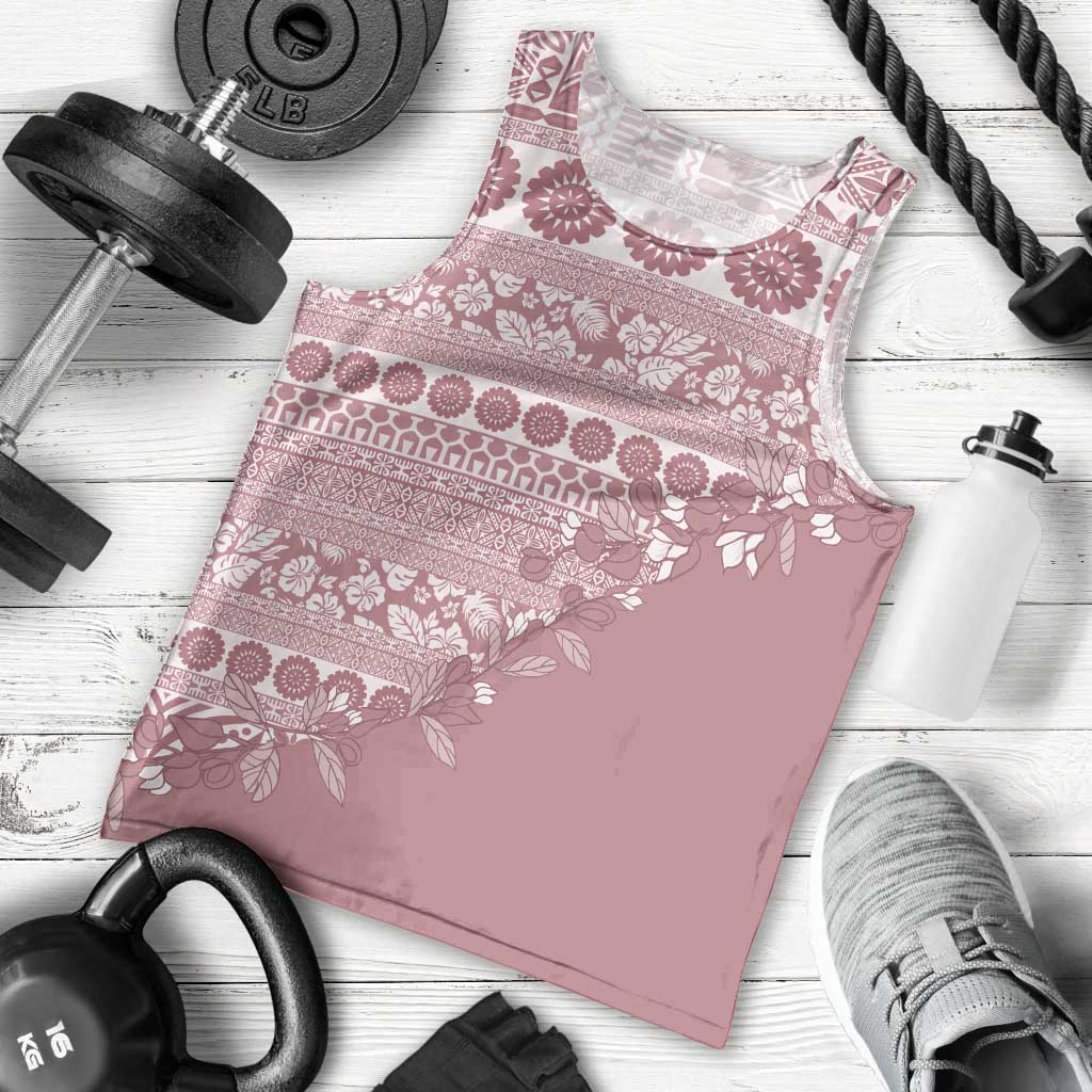 Fiji Marau na Kerisimasi Men Tank Top Dusty Rose Tagimoucia Tapa Masi Tribal LT9 - Polynesian Pride