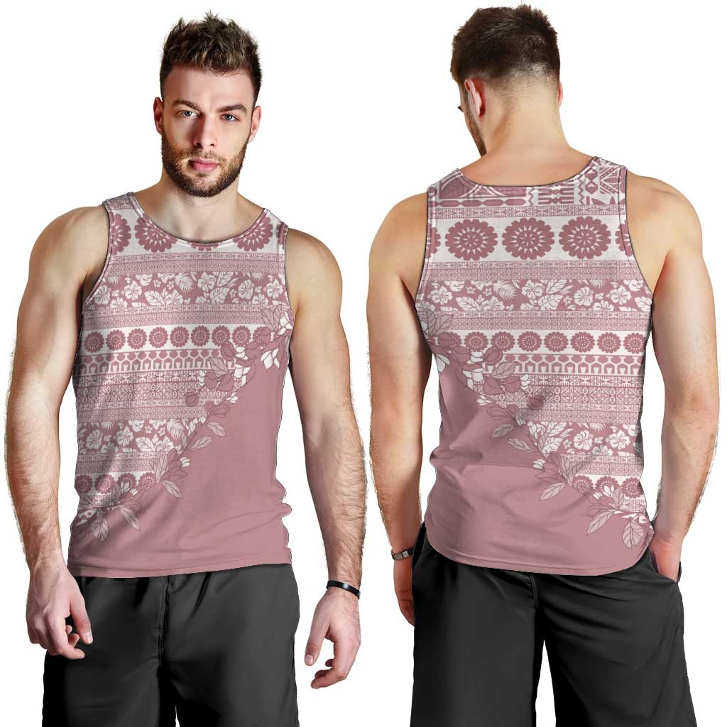 Fiji Marau na Kerisimasi Men Tank Top Dusty Rose Tagimoucia Tapa Masi Tribal LT9 - Polynesian Pride
