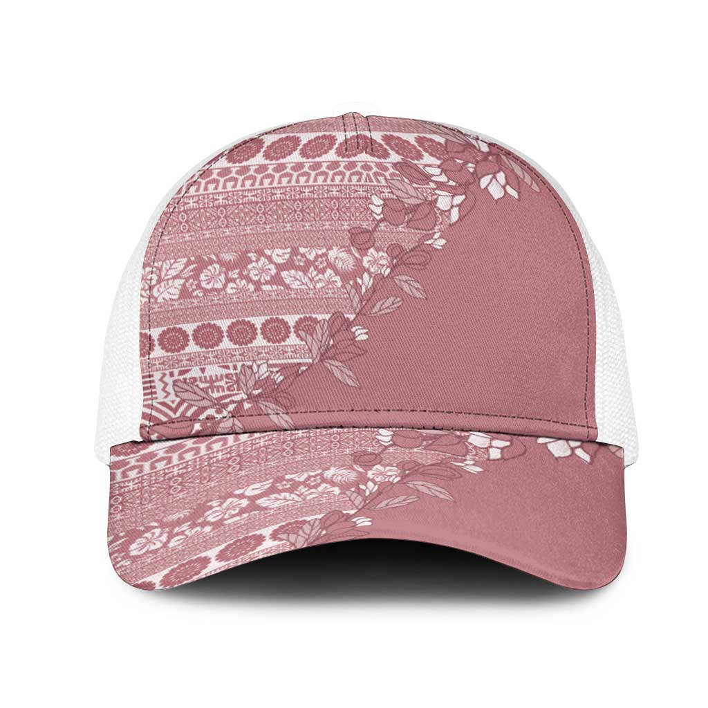 Fiji Marau na Kerisimasi Mesh Trucker Cap Dusty Rose Tagimoucia Tapa Masi Tribal - Polynesian Pride