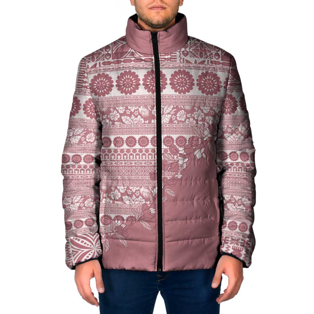 Fiji Marau na Kerisimasi Padded Jacket Dusty Rose Tagimoucia Tapa Masi Tribal LT9 Men Pink - Polynesian Pride