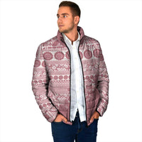 Fiji Marau na Kerisimasi Padded Jacket Dusty Rose Tagimoucia Tapa Masi Tribal LT9 - Polynesian Pride