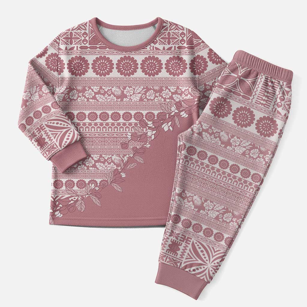 Fiji Marau na Kerisimasi Christmas Pajama Set Dusty Rose Tagimoucia Tapa Masi Tribal LT9 Men Pink - Polynesian Pride