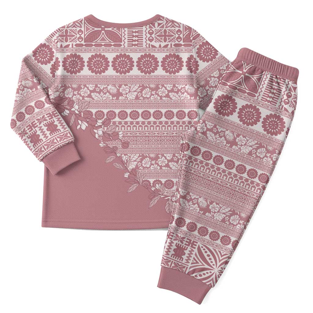 Fiji Marau na Kerisimasi Christmas Pajama Set Dusty Rose Tagimoucia Tapa Masi Tribal LT9 - Polynesian Pride