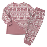 Fiji Marau na Kerisimasi Christmas Pajama Set Dusty Rose Tagimoucia Tapa Masi Tribal LT9 - Polynesian Pride