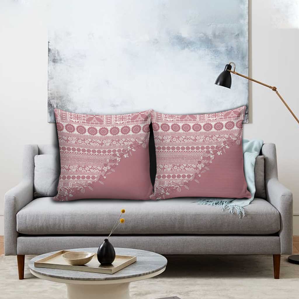 Fiji Marau na Kerisimasi Pillow Cover Dusty Rose Tagimoucia Tapa Masi Tribal LT9 - Polynesian Pride