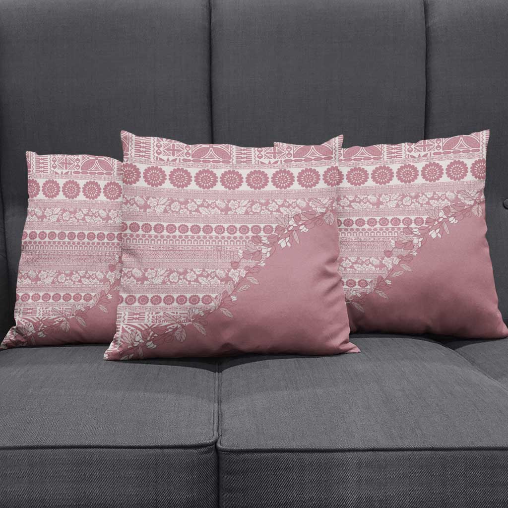 Fiji Marau na Kerisimasi Pillow Cover Dusty Rose Tagimoucia Tapa Masi Tribal LT9 - Polynesian Pride