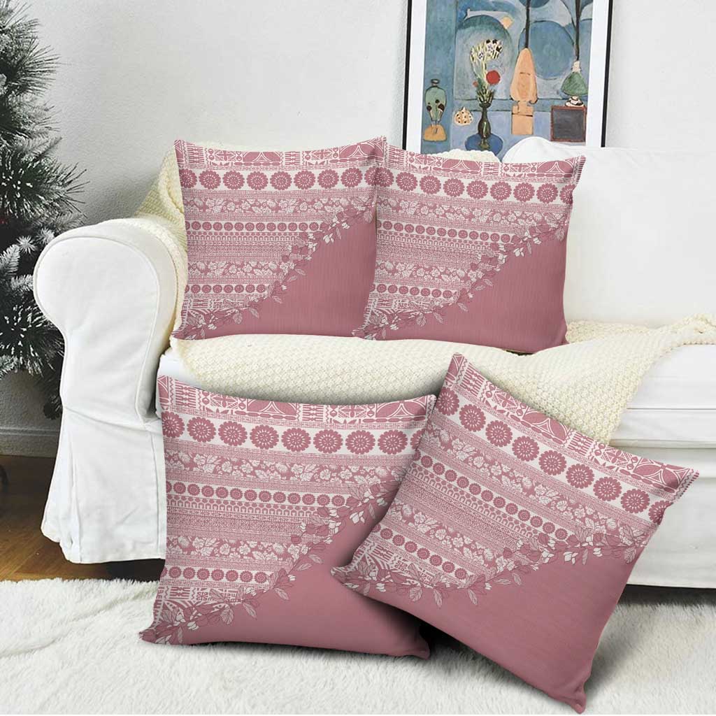 Fiji Marau na Kerisimasi Pillow Cover Dusty Rose Tagimoucia Tapa Masi Tribal LT9 - Polynesian Pride