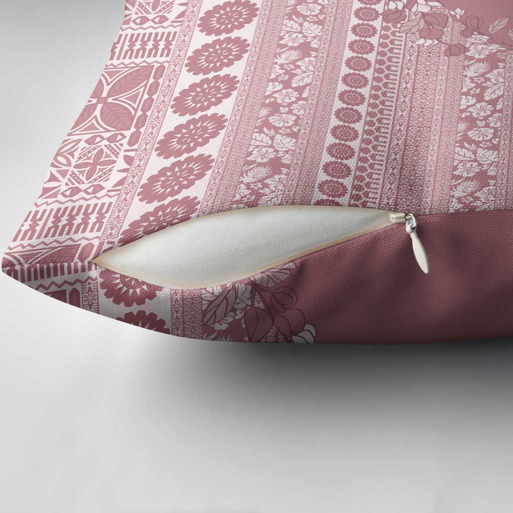 Fiji Marau na Kerisimasi Pillow Cover Dusty Rose Tagimoucia Tapa Masi Tribal LT9 - Polynesian Pride