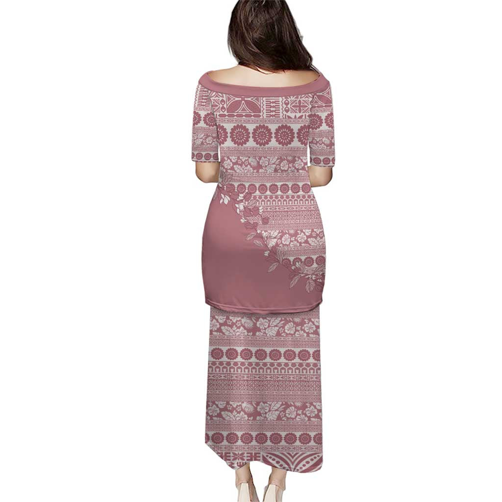 Fiji Marau na Kerisimasi Puletasi Dusty Rose Tagimoucia Tapa Masi Tribal LT9 - Polynesian Pride