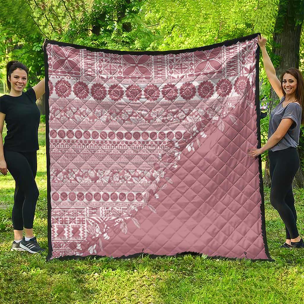 Fiji Marau na Kerisimasi Quilt Dusty Rose Tagimoucia Tapa Masi Tribal LT9 - Polynesian Pride