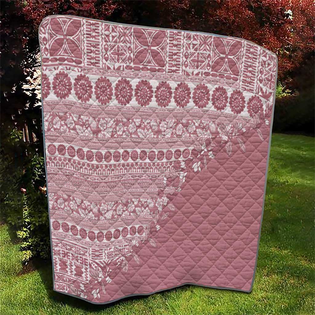 Fiji Marau na Kerisimasi Quilt Dusty Rose Tagimoucia Tapa Masi Tribal LT9 - Polynesian Pride