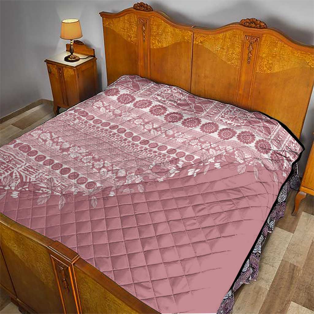 Fiji Marau na Kerisimasi Quilt Dusty Rose Tagimoucia Tapa Masi Tribal LT9 - Polynesian Pride