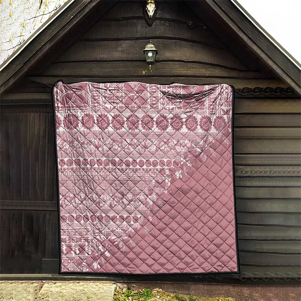 Fiji Marau na Kerisimasi Quilt Dusty Rose Tagimoucia Tapa Masi Tribal LT9 - Polynesian Pride