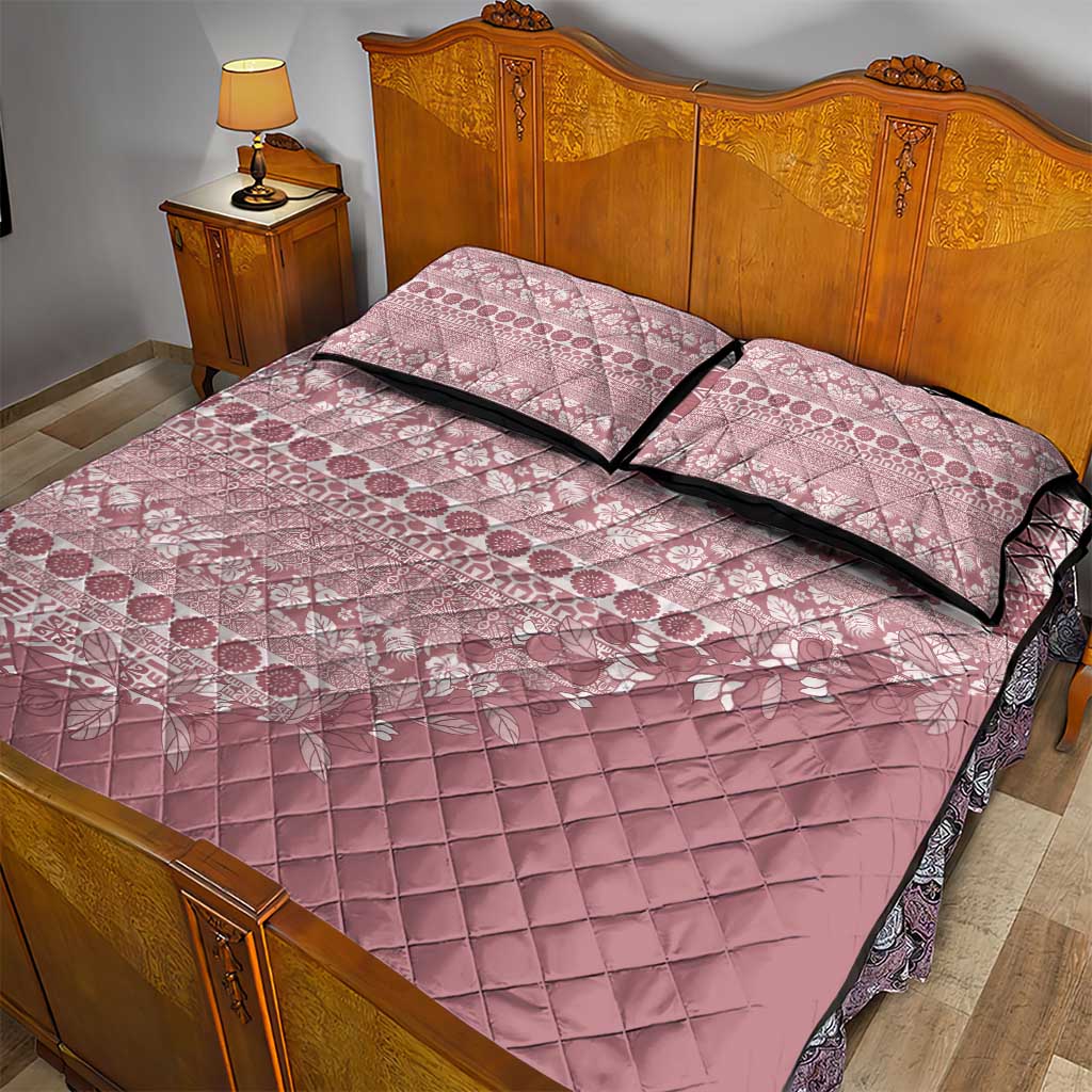 Fiji Marau na Kerisimasi Quilt Bed Set Dusty Rose Tagimoucia Tapa Masi Tribal LT9 - Polynesian Pride