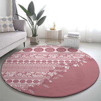 Fiji Marau na Kerisimasi Round Carpet Dusty Rose Tagimoucia Tapa Masi Tribal LT9 - Polynesian Pride