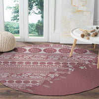 Fiji Marau na Kerisimasi Round Carpet Dusty Rose Tagimoucia Tapa Masi Tribal LT9 - Polynesian Pride