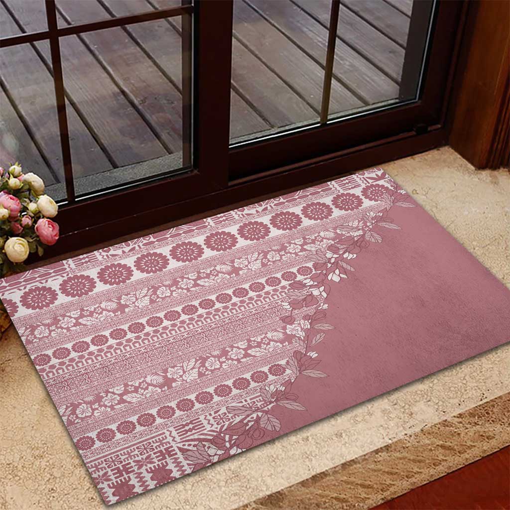 Fiji Marau na Kerisimasi Rubber Doormat Dusty Rose Tagimoucia Tapa Masi Tribal LT9 - Polynesian Pride