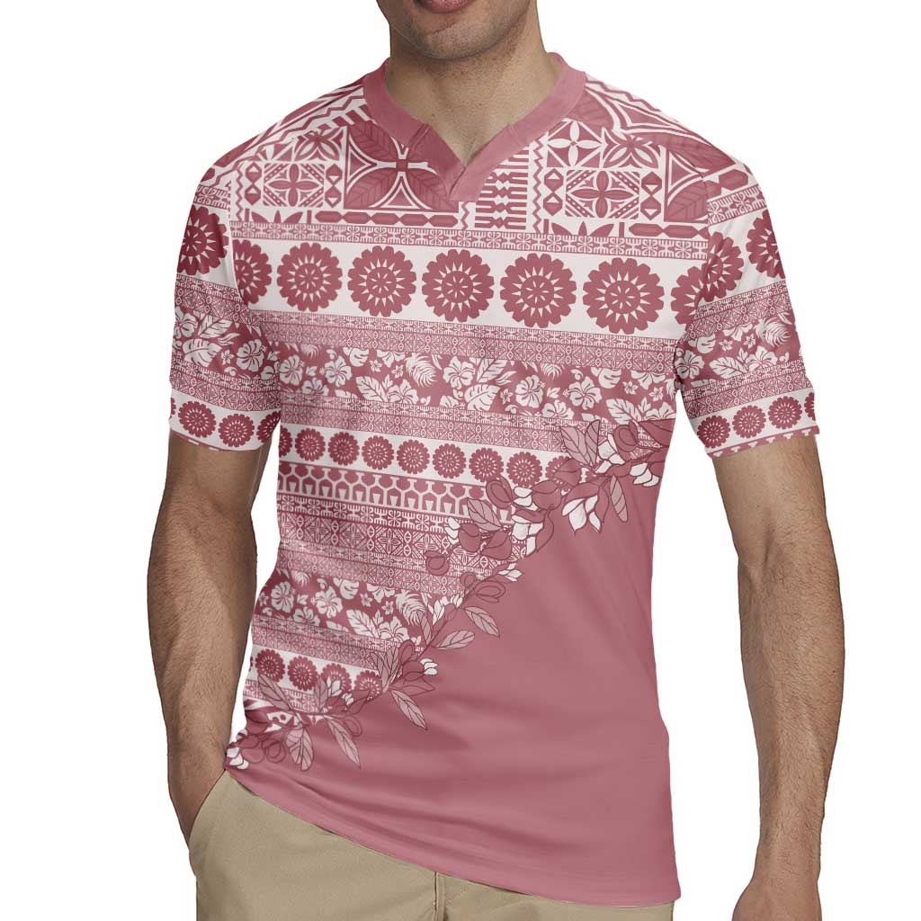 Fiji Marau na Kerisimasi Rugby Jersey Dusty Rose Tagimoucia Tapa Masi Tribal LT9 - Polynesian Pride