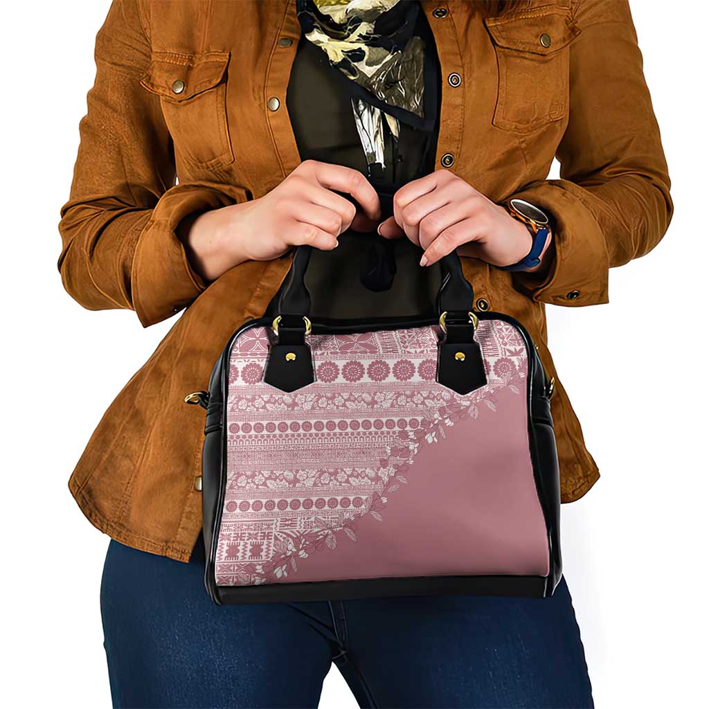 Fiji Marau na Kerisimasi Shoulder Handbag Dusty Rose Tagimoucia Tapa Masi Tribal LT9 - Polynesian Pride