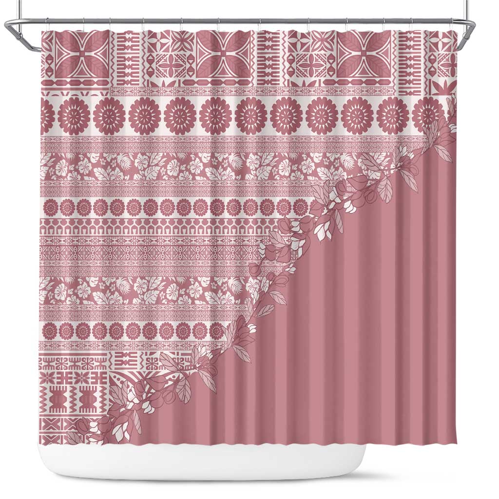 Fiji Marau na Kerisimasi Shower Curtain Dusty Rose Tagimoucia Tapa Masi Tribal LT9 Pink - Polynesian Pride