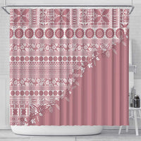 Fiji Marau na Kerisimasi Shower Curtain Dusty Rose Tagimoucia Tapa Masi Tribal LT9 - Polynesian Pride