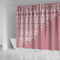 Fiji Marau na Kerisimasi Shower Curtain Dusty Rose Tagimoucia Tapa Masi Tribal LT9 - Polynesian Pride