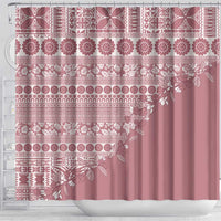 Fiji Marau na Kerisimasi Shower Curtain Dusty Rose Tagimoucia Tapa Masi Tribal LT9 - Polynesian Pride