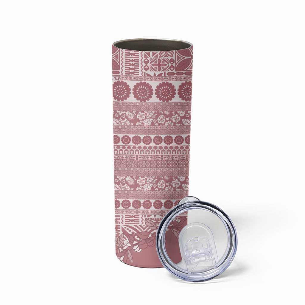 Fiji Marau na Kerisimasi Skinny Tumbler Dusty Rose Tagimoucia Tapa Masi Tribal LT9 - Polynesian Pride