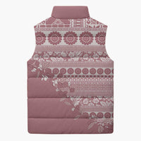 Fiji Marau na Kerisimasi Sleeveless Puffer Jacket Dusty Rose Tagimoucia Tapa Masi Tribal LT9 - Polynesian Pride