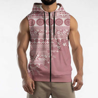 Fiji Marau na Kerisimasi Sleeveless Zip Hoodie Dusty Rose Tagimoucia Tapa Masi Tribal LT9 - Polynesian Pride