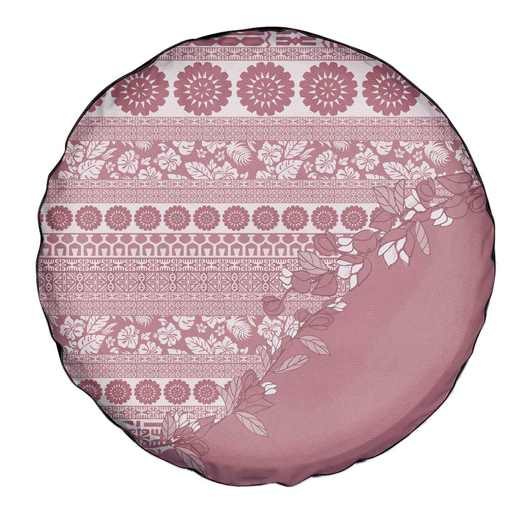 Fiji Marau na Kerisimasi Spare Tire Cover Dusty Rose Tagimoucia Tapa Masi Tribal LT9 - Polynesian Pride