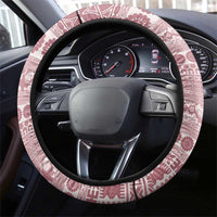 Fiji Marau na Kerisimasi Steering Wheel Cover Dusty Rose Tagimoucia Tapa Masi Tribal LT9 - Polynesian Pride