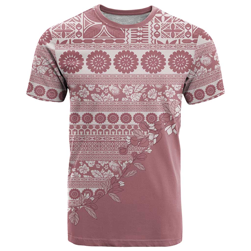 Fiji Marau na Kerisimasi T Shirt Dusty Rose Tagimoucia Tapa Masi Tribal LT9 Pink - Polynesian Pride