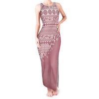 Fiji Marau na Kerisimasi Tank Maxi Dress Dusty Rose Tagimoucia Tapa Masi Tribal LT9 Women Pink - Polynesian Pride