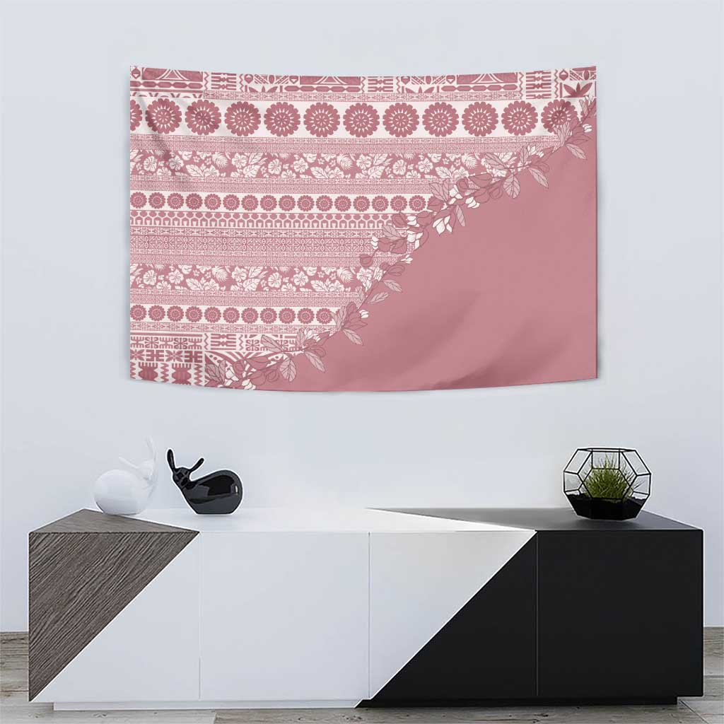 Fiji Marau na Kerisimasi Tapestry Dusty Rose Tagimoucia Tapa Masi Tribal LT9 - Polynesian Pride