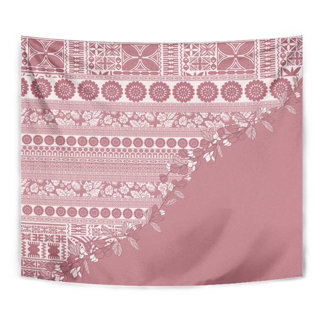 Fiji Marau na Kerisimasi Tapestry Dusty Rose Tagimoucia Tapa Masi Tribal LT9 - Polynesian Pride