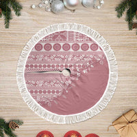 Fiji Marau na Kerisimasi Tree Skirt Dusty Rose Tagimoucia Tapa Masi Tribal LT9 Fringed Pink - Polynesian Pride