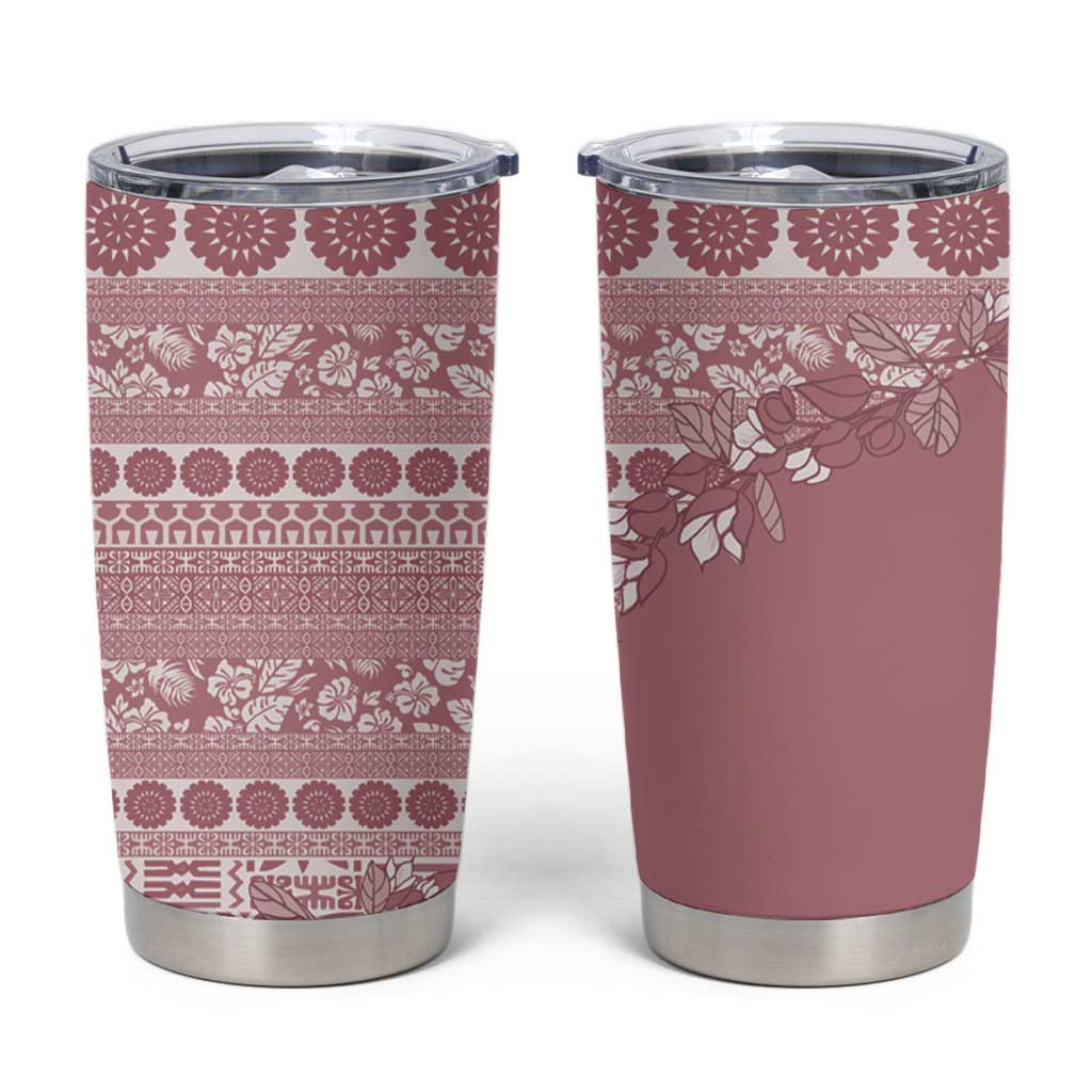 Fiji Marau na Kerisimasi Tumbler Cup Dusty Rose Tagimoucia Tapa Masi Tribal LT9 Pink - Polynesian Pride