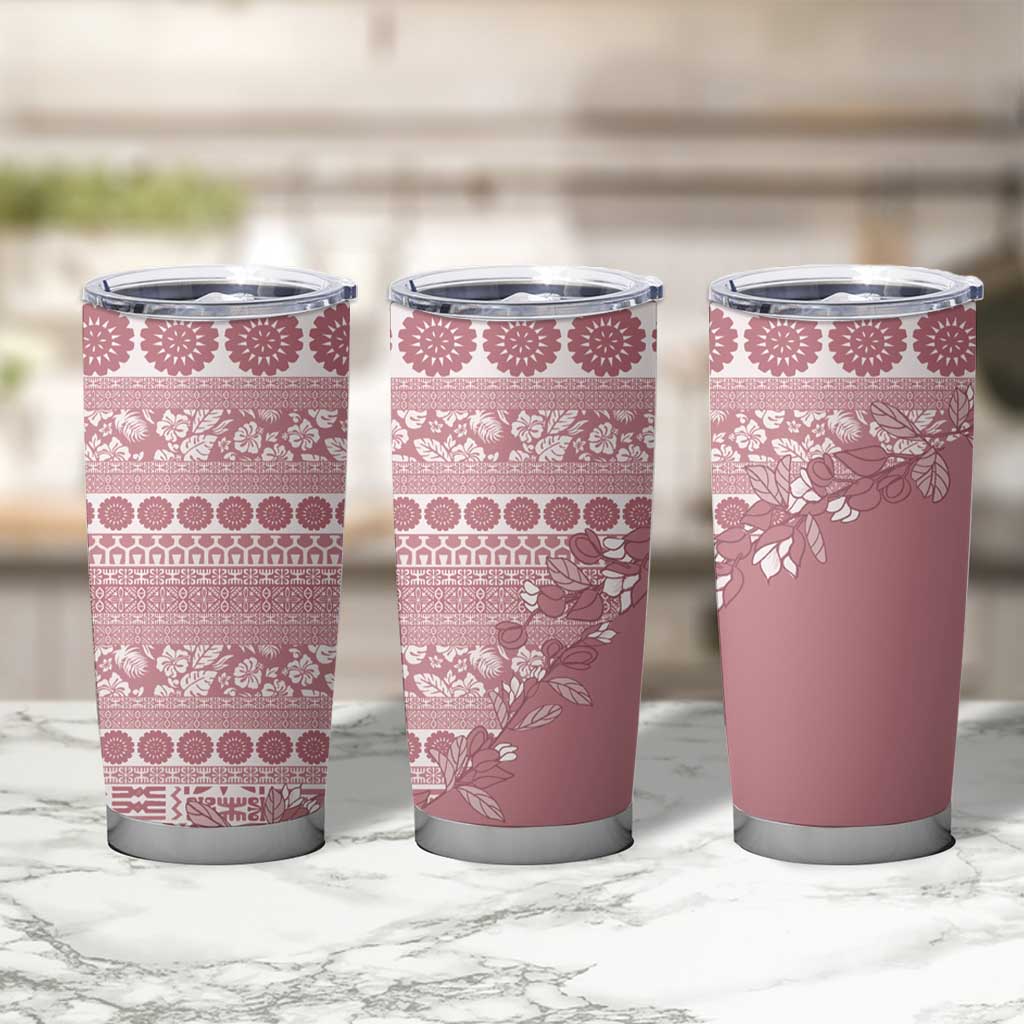 Fiji Marau na Kerisimasi Tumbler Cup Dusty Rose Tagimoucia Tapa Masi Tribal LT9 - Polynesian Pride