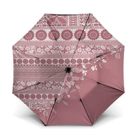 Fiji Marau na Kerisimasi Umbrella Dusty Rose Tagimoucia Tapa Masi Tribal LT9 One Size Folded 11.42 inch Opened Diameter 37.4 inch Pink - Polynesian Pride