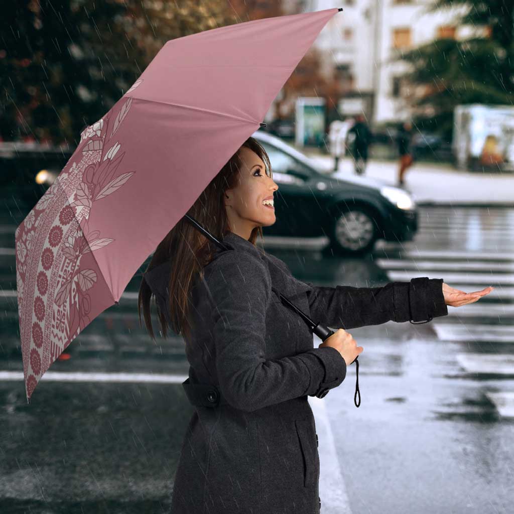 Fiji Marau na Kerisimasi Umbrella Dusty Rose Tagimoucia Tapa Masi Tribal LT9 - Polynesian Pride