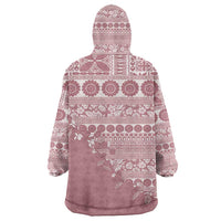 Fiji Marau na Kerisimasi Wearable Blanket Hoodie Dusty Rose Tagimoucia Tapa Masi Tribal LT9 - Polynesian Pride