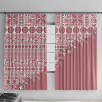 Fiji Marau na Kerisimasi Window Curtain Dusty Rose Tagimoucia Tapa Masi Tribal LT9 With Hooks Pink - Polynesian Pride