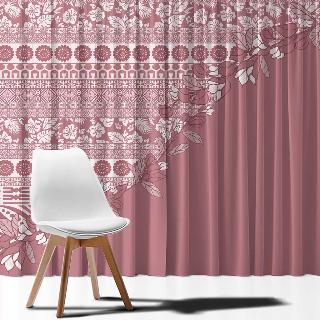 Fiji Marau na Kerisimasi Window Curtain Dusty Rose Tagimoucia Tapa Masi Tribal LT9 - Polynesian Pride