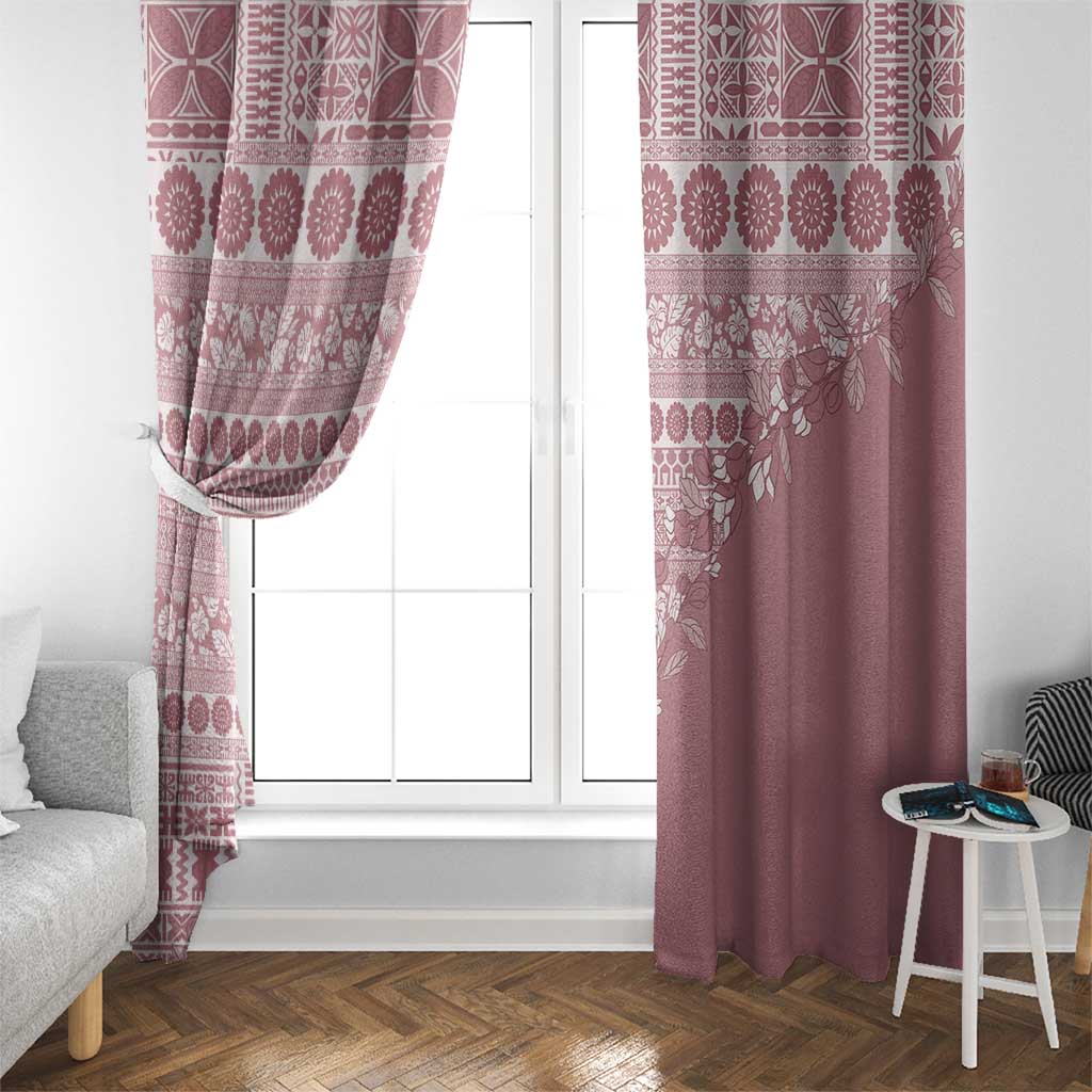 Fiji Marau na Kerisimasi Window Curtain Dusty Rose Tagimoucia Tapa Masi Tribal LT9 - Polynesian Pride