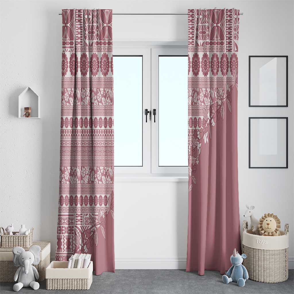 Fiji Marau na Kerisimasi Window Curtain Dusty Rose Tagimoucia Tapa Masi Tribal LT9 - Polynesian Pride