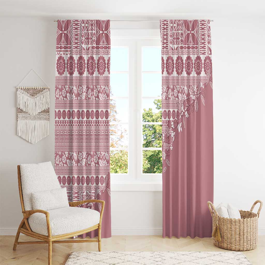 Fiji Marau na Kerisimasi Window Curtain Dusty Rose Tagimoucia Tapa Masi Tribal LT9 - Polynesian Pride