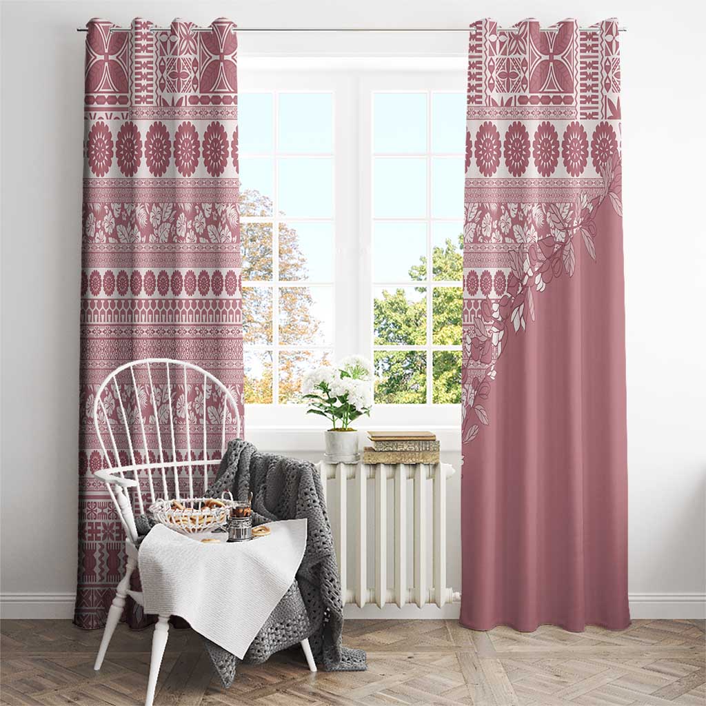 Fiji Marau na Kerisimasi Window Curtain Dusty Rose Tagimoucia Tapa Masi Tribal LT9 - Polynesian Pride
