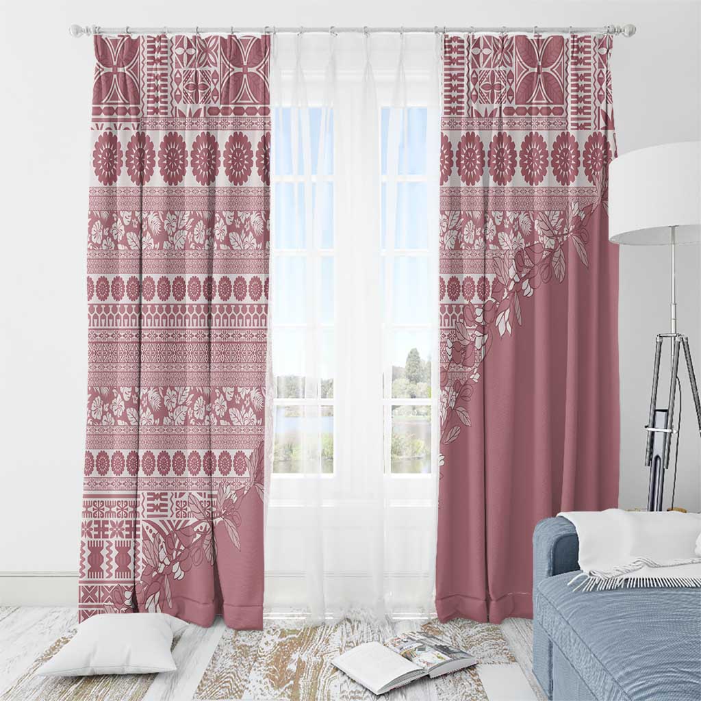 Fiji Marau na Kerisimasi Window Curtain Dusty Rose Tagimoucia Tapa Masi Tribal LT9 - Polynesian Pride